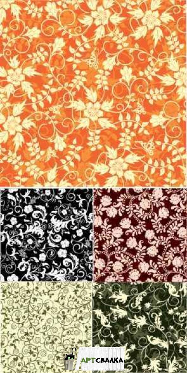 Цветочные паттерны в векторе | Floral patterns vector
